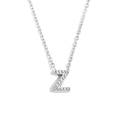 Elegante collana con ciondolo lettera Z d'argento e zirconi su classica catena a O - Colore Acciaio-Lettera Z