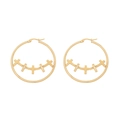 Golden hoop earrings featuring five aligned cross charms in a polished metallic finish - Cross
