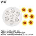 7-cavity sunflower silicone mold with finished yellow floral resin example on white background - 3# Grey B619 / Gray