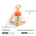 18k gold plated stainless steel triangle pendant with white inlay and orange flower motif - Triangular Orange Flower Stainless Steel Pendant (PJ92424)