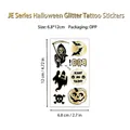 Tatouages temporaires Halloween pailletés dorés avec citrouilles et fantômes de 6,8x12cm - Série Squelette & Faucheuse (JE-010)