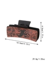 Western cowboy style leather hair claw clip featuring floral and abstract figure patterns - Red-Brown Floral Figure Relief (90050)