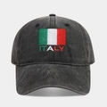 Detail of Italy flag and letter embroidery on charcoal washed cotton baseball cap - Adjustable / Italy Flag