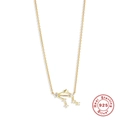 Gold plated S925 sterling silver Libra constellation necklace with sparkling zircons - Libra / Gold