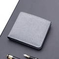 Portafoglio bifold uomo in tela grigio mélange con design minimalista e sottile - Bianco Sporco