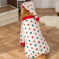 Golden Retriever con pijama de forro polar a lunares y gorro a juego para perros - 3XL / Blanco Crema