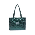 Bolso tote acolchado verde metalizado con gran capacidad y asas de hombro - Verde