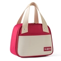 Borsa termica trapezoidale in tela rossa e crema con etichetta Tasty Food - Borgogna