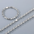 Conjunto de collar y pulsera de eslabones rectangulares de plata en acero de titanio pulido - Pulsera 20CM / Color Acero