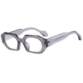 Retro irregular square thick-frame sunglasses in transparent grey-purple with UV400 - Transparent Grey Clear Lens Anti-Blue Light (C07)