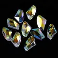 Iridescent AB coated crystal faceted pendant for DIY jewelry making in golden and blue - 11X19 Axe Shape