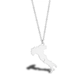 Silver Italy city map necklace with heart cutout detail on minimalist pendant - Italy - Silver