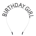 Silver birthday girl headband featuring elegant black rhinestones for parties - Silver Base + Black Rhinestone (with Silicone Cover)
