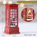 Rote Weihnachtstelefonzelle Schneekugel mit Weihnachtsmann und festlichem LED Licht - Wasser Telefonzelle Weihnachtsmann (ZF-076AU-1)