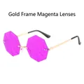 Zonnebril met spinnenwebontwerp met goudkleurig montuur en rozerode glazen trend - Gouden Frame Rozerode Lens