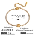 Gold 18K plated stainless steel tennis bracelet with zircon letter B pendant - Letter B (JDB0305011-B)