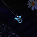 Luminous dragon pendant necklace with glowing blue effect on a durable metal chain - Dragon Blue Glow - Titanium Chain - 60CM