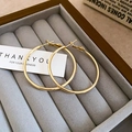 Elegant gold minimalist hoop earrings with shimmering diamonds on a velvet jewelry box - 57# Silver Earring Post - Gold - 40mm Diameter
