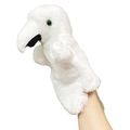 Marionnette à main perroquet blanc en peluche pour enfants avec bec noir souple - Perroquet Blanc