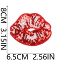 Red sequin cherry lips embroidery patch with bow, measuring 8x6.5cm on white background - 7# Lips