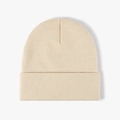 Winter thick double-layer warm knitted beanie hat in creamy beige color for men and women - 4-Seam Cream Yellow