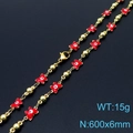 Evil eye evil butterfly necklace in gold finish with red enamel charms 600x6mm - Red Butterfly Style (KN233697-Z)