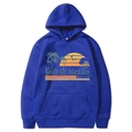 Navy blue Gulf of Mexico hooded sweatshirt with vintage print and kangaroo pocket - Sapphire Blue