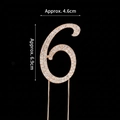 Rose gold number 6 cake topper with sparkling rhinestones for birthday decorations - Iron Art Gold Rhinestone Number 6