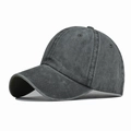 Vintage dark gray washed cotton baseball cap with classic 6-panel structure and curved brim - Adjustable / Child Plain Army Green