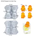 Dettagli dello stampo in silicone per ghiaccio a forma di pinguino con misure e risultati - Pinguino a 4 Cavità Con Coperchio / Grigio