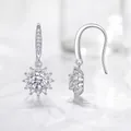 Pendientes colgantes de plata S925 con moissanita y diseño elegante de girasol - E13356 Forma de Sol-0.5ct*2