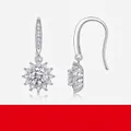 S925 sterling silver sunburst earrings with moissanite stones in a hanging hook design - E13356 Sun Shape-0.5ct*2