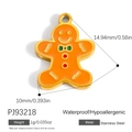 Gingerbread man stainless steel pendant with orange enamel and green bowtie details - Gingerbread Man Pendant PJ93218