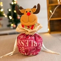 Christmas reindeer drawstring gift bag with red blessing print and plush 3D antlers - Letter Print Reindeer