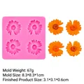 Sunflower silicone fondant mold with four flower shapes for DIY chocolate cake decor - 1# 4-Cavity Daisy / Pink