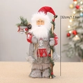 Handgefertigte 32 cm Weihnachtsmann-Figur in grauem Gewand mit rotem Hut und Strickmuster - 32cm / Rot & Grau (T250040)