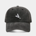 Vintage gewaschene Baumwoll-Baseballkappe in Anthrazit mit weißem Sticklogo für Damen und Herren - Verstellbar / Schwarz