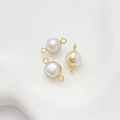 Pendaglio in perla barocca con placcatura in oro e due anelli per gioielli DIY - Doppio Anello Ovale / 9.5x15mm