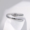 Bague serpent ajustable en acier inoxydable argenté avec détails d'écailles précises - Couleur Acier Style Écailles (JR004)