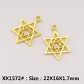 Golden six-pointed star alloy pendant for DIY jewelry making, size 22x16x1.7mm - XK1572# Gold