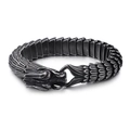 Retro dragon scale bracelet in gunmetal grey stainless steel with detailed dragon head clasp - Retro Black / 20cm