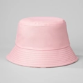 Detailed close-up of light pink twill cotton bucket hat showing reinforced brim stitching - Pink