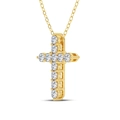 Ciondolo a croce minimalista in oro con pietre preziose bianche per uomo e donna - Color Oro Con Catena