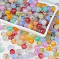 Chinese style glass beads with gold foil ink patterns for DIY jewelry making - Gold Foil Speckled Jade-Style Pattern (K1) / 8mm / Random Mixed Colors