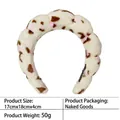 Padded leopard print sponge headband in beige and pink plush fabric for women - 2- Flannel Off-white Polka Dot Leopard Print Headband