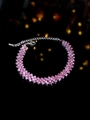 Elegant multi-row pink crystal rhinestone bracelet with adjustable silver lobster clasp - Girly Pink Bracelet
