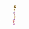 Ethnic style golden hair clip with dangling colorful irregular natural stone pendants - Pink Short