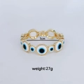 Vintage gold plated geometric evil eye bracelet with 5cm diameter and 27g weight - Alternating Large Eye Style / White Large Eye
