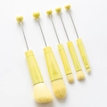 5-piece yellow DIY beaded makeup brush set with assorted brushes for professional use - Candy Yellow