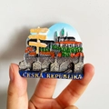 Handheld 3D resin fridge magnet featuring Prague landmarks and Czech Republic text - (90) Czech Road Sign